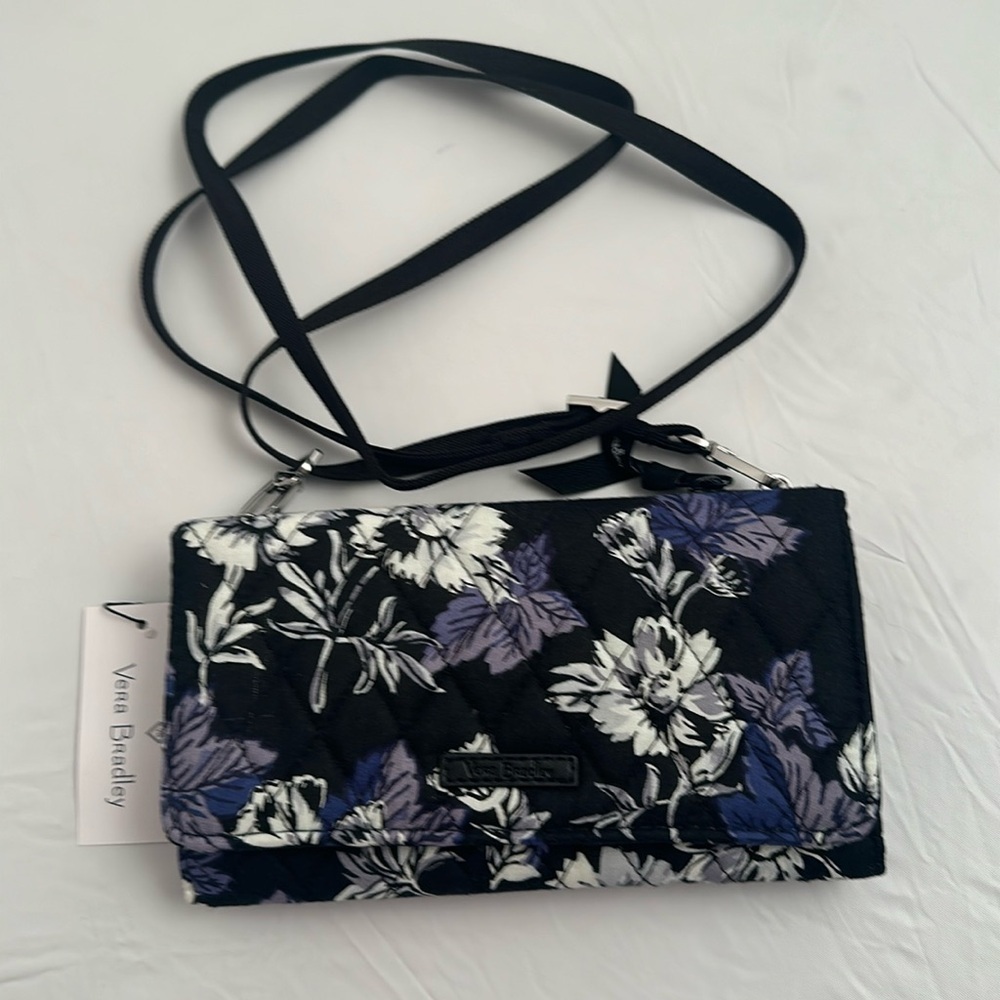 Vera Bradley Frosted Floral multicolor RFID wallet adjustable crossbody bag